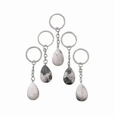 Jewelry - 30mm Howlite A Drop Key Ring x 5 - ARABESK