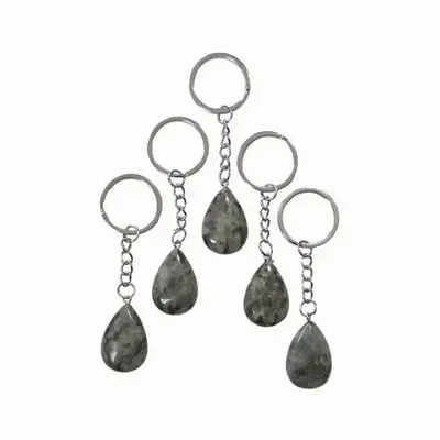 Bijoux - Porte Clés Goutte Larvikite 30mm x 5 - ARABESK