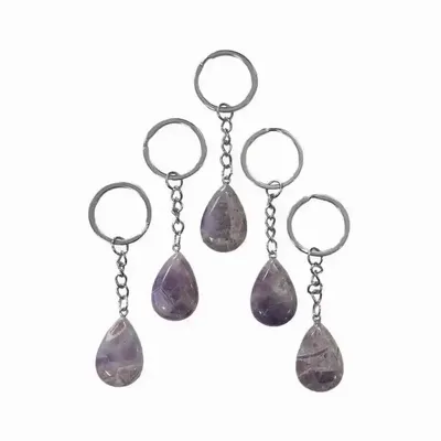 Jewelry - Amethyst Drop Key Ring 30mm x 5 - ARABESK