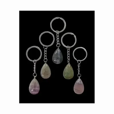 Bijoux - Porte Clés Goutte Fluorite Multicolore 30mm x 5 - ARABESK