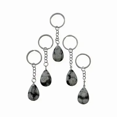 Jewelry - Snowflake Obsidian Drop Keyring 30mm x 5 - ARABESK
