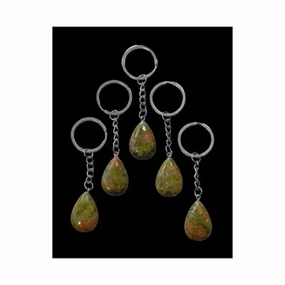 Bijoux - Porte Clés Goutte Unakite A 30mm x 5 - ARABESK