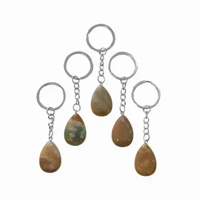 Jewelry - Indian Agate A Drop Key Ring 30mm x 5 - ARABESK