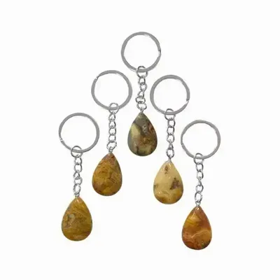 Jewelry - Crazy Lace Agate Drop Keyring 30mm x 5 - ARABESK