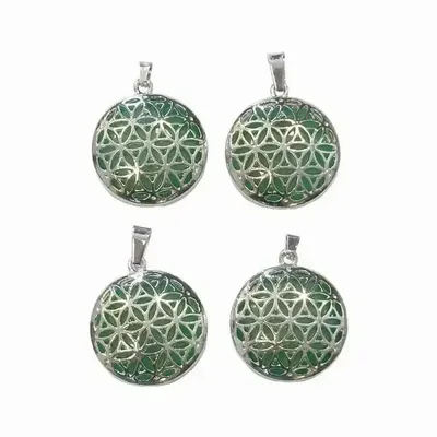 Bijoux - Pendentif Métal Fleur de Vie Aventurine Verte A 25mm x4 - ARABESK