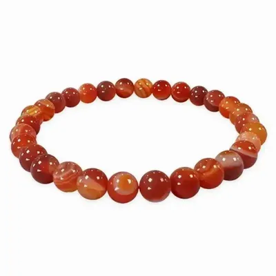 Bracelets - Ribboned Red Agate A Bracelet With 6mm beads - ARABESK