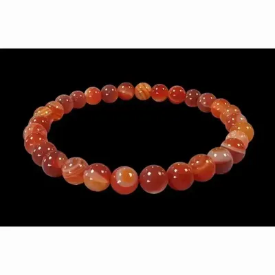 Bracelets - Bracelet Agate Rouge Rubanée A perles 6mm - ARABESK