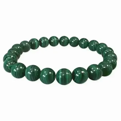 Bracelets - Dark Malachite Bracelet AAA beads 8mm - ARABESK