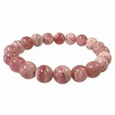Bracelets - Argentinian Rhodochrosite bracelet AA beads 9.5-10.5mm - ARABESK