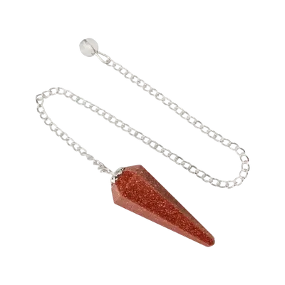 Bijoux - Pendule Pierre de Soleil Goldstone conique 6 faces - ARABESK