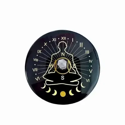 Bijoux - Plaque Onyx noir pentacle avec cristal de roche 8cm - ARABESK