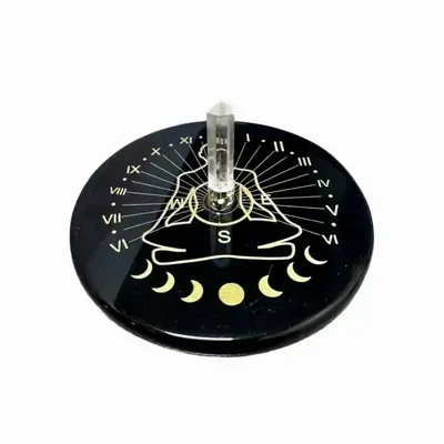 Bijoux - Plaque Onyx noir pentacle avec cristal de roche 8cm - ARABESK