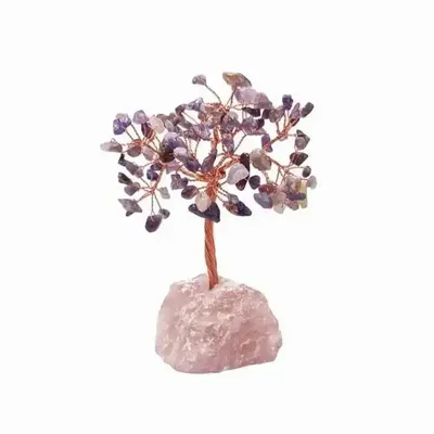 Bijoux - Arbre de Vie Amethyste sur Druse Quartz Rose 12-13cm - ARABESK