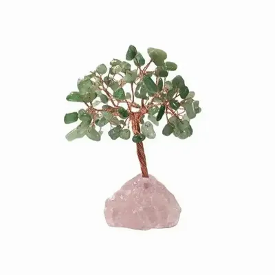 Bijoux - Arbre de Vie Aventurine Verte sur Druse Quartz Rose 12-13cm - ARABESK