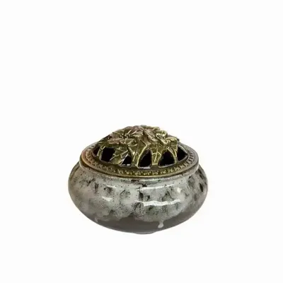 Senteurs - Porte Encens Céramique Marron et Gris 10cm - ARABESK