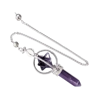 Bijoux - Pendule Amethyste Merkaba 6 faces - ARABESK