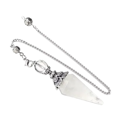 Bijoux - Pendule Cristal de Roche 6 faces & Métal - ARABESK