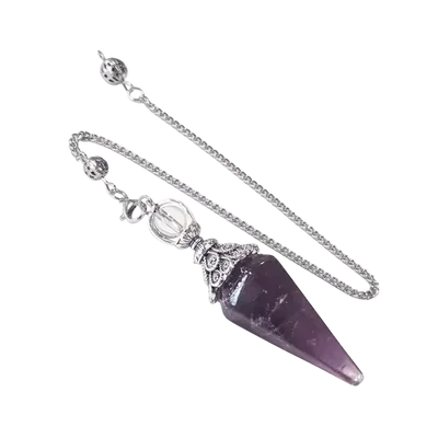 Bijoux - Pendule Amethyste 6 faces & Métal - ARABESK