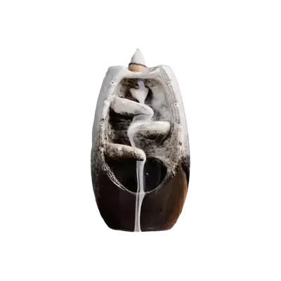 Scents - Backflow Incense Holder Beige Ceramic Cascade of Leaves 13cm - ARABESK