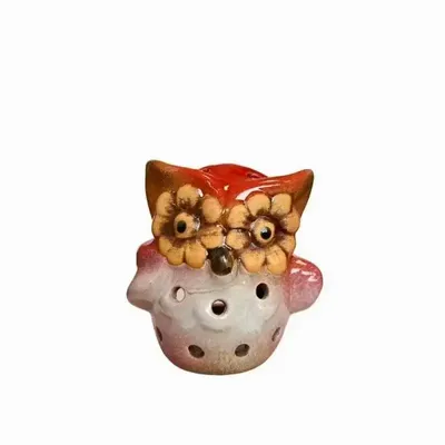 Bougeoirs et photophores  - Bougeoir Hibou Rouge 10cm - ARABESK