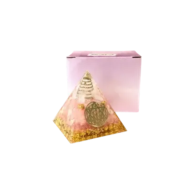 Bijoux - Orgonite Pyramide Cristal de Roche & Quartz Rose Fleur de Vie Pentacle - ARABESK