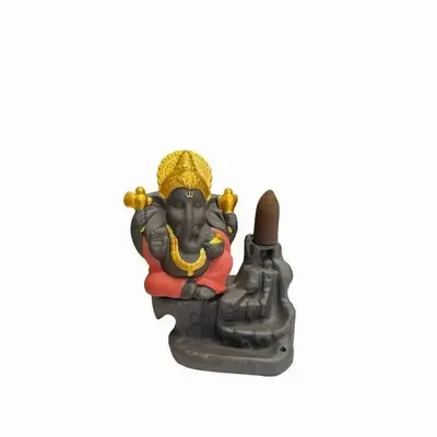 Senteurs - Porte Encens Backflow Ganesh Rouge-Gold 11cm - ARABESK