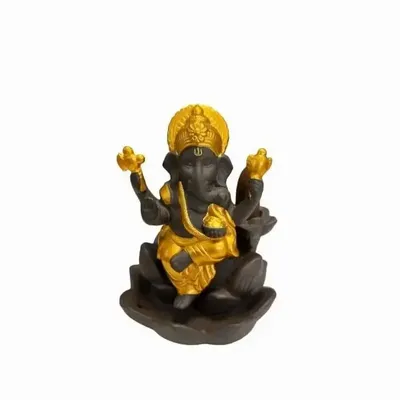 Scents - Backflow Ganesh Lotus Incense Holder - Gold 11cm - ARABESK