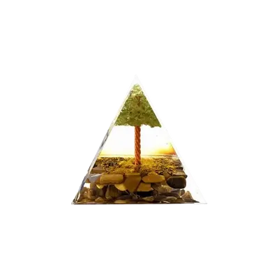 Bijoux - Orgonite Pyramide Oeil de Tigre & Péridot Arbre de Vie - ARABESK