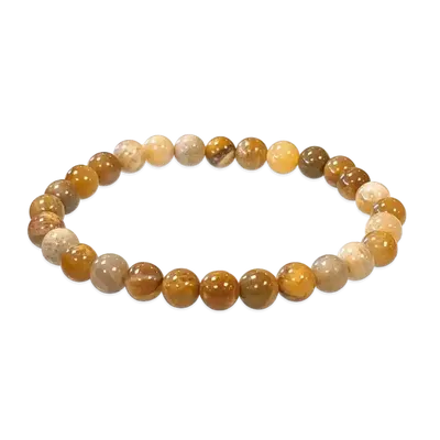 Bracelets - Bracelet Corail Fossile perles 6mm - ARABESK
