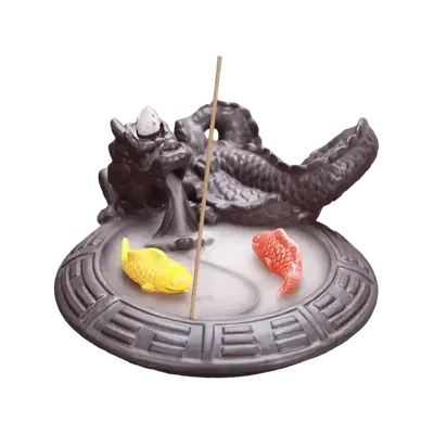 Senteurs - Porte Encens Backflow  Dragón/Poisson Koi  17cm - ARABESK