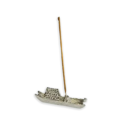 Senteurs - Porte Encens Métal Bateau Argent 9.5 cm - ARABESK