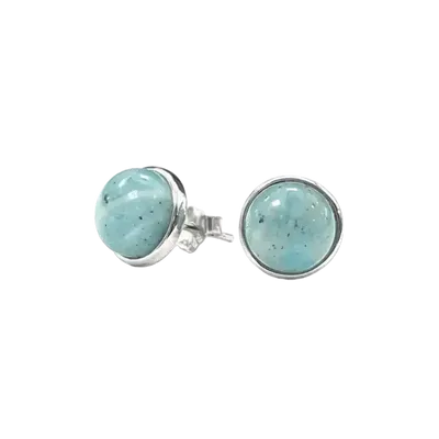 Bijoux - Boucles d'Oreilles Argent 925 Amazonite AA 8mm - ARABESK