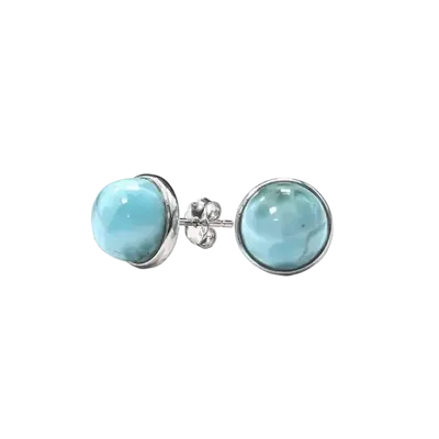 Bijoux - Boucles d'Oreilles Argent 925 Larimar AA 8mm - ARABESK