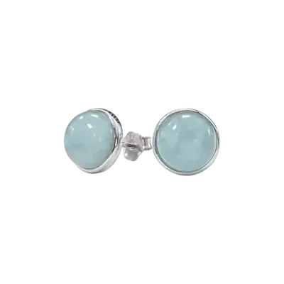 Bijoux - Boucles d'Oreilles Argent 925 Aigue Marine AA 8mm - ARABESK