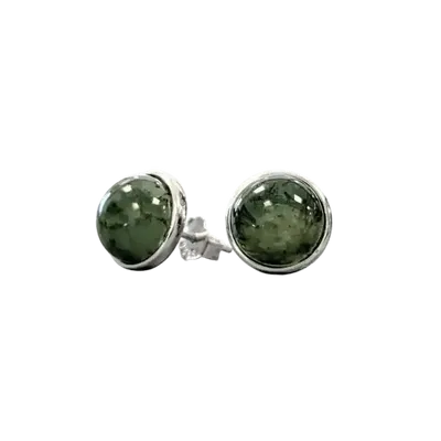 Jewelry - 925 Silver Earrings Moss Agate AA 8mm - ARABESK