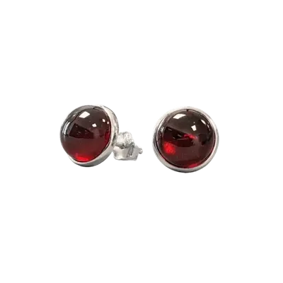 Bijoux - Boucles d'Oreilles Argent 925 Grenat Rouge AAA 8mm - ARABESK