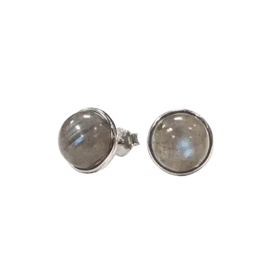 Bijoux - Boucles d'Oreilles Argent 925 Labradorite A+ 8mm - ARABESK