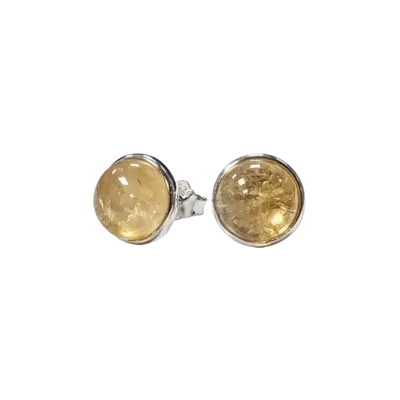 Jewelry - 925 Silver Earrings Natural Citrine AA 8mm - ARABESK