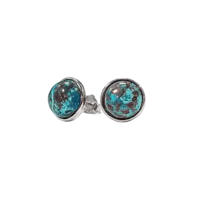 Bijoux - Boucles d'Oreilles Argent 925 Chrysocolle AA 8mm - ARABESK