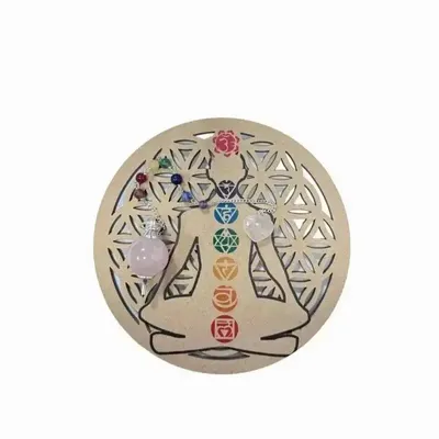 Bijoux - Plaque 7 chakras  en bois 15cm - ARABESK