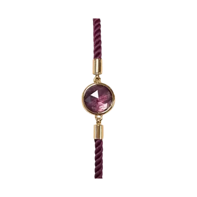 Bracelets - Bracelet Corde Laiton Amethyste Rond Facetté 12mm - ARABESK