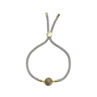 Bracelets - Round Faceted Labradorite Brass Rope Bracelet 12mm - ARABESK