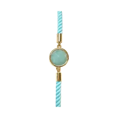 Bracelets - Faceted Round Amazonite Brass Rope Bracelet 12mm - ARABESK