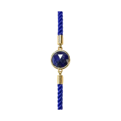 Bracelets - Round Faceted Lapis Lazuli Brass Rope Bracelet 12mm - ARABESK
