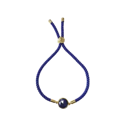 Bracelets - Round Faceted Lapis Lazuli Brass Rope Bracelet 12mm - ARABESK