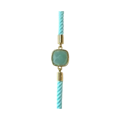 Bracelets - Bracelet Corde Laiton Amazonite Carré Facetté 11mm - ARABESK