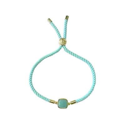 Bracelets - Bracelet Corde Laiton Amazonite Carré Facetté 11mm - ARABESK