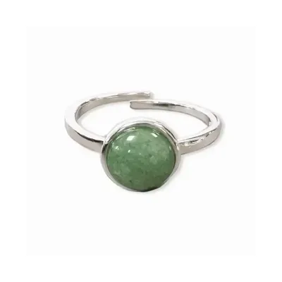 Jewelry - 925 Silver Ring Adjustable Round Green Aventurine AA 8mm - ARABESK