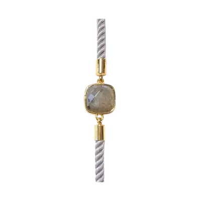 Bracelets - Faceted Square Labradorite Brass Rope Bracelet 11mm - ARABESK