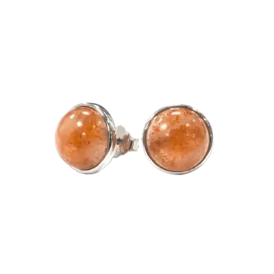 Bijoux - Boucles d'Oreilles Argent 925 Pierre de Soleil AA 8mm - ARABESK